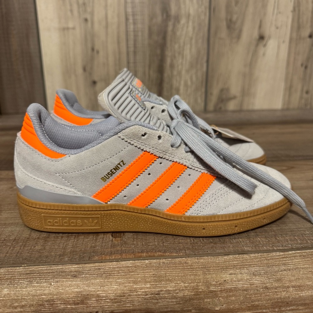 NWT adidas Busenitz Silver & Signal Orange Shoes